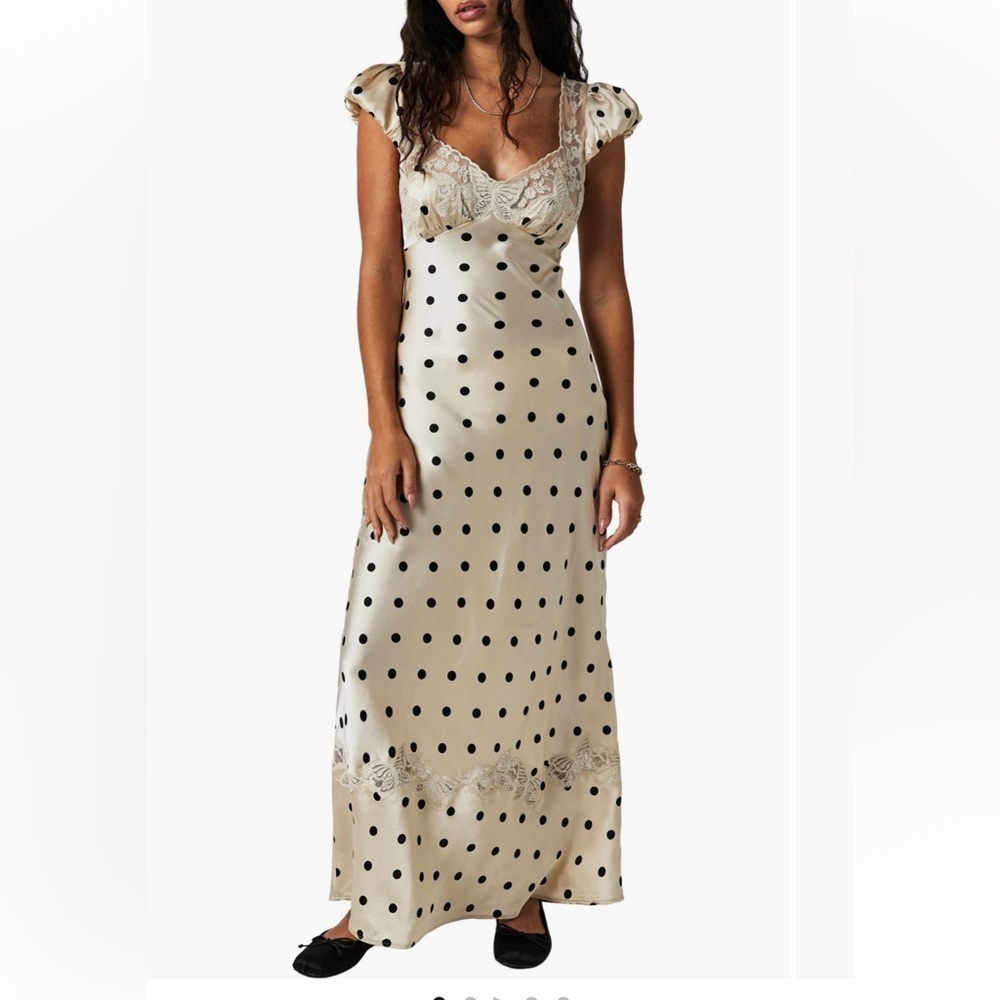 Sold Out XS Free People Butterfly Babe Polka Dot Cutout Maxi